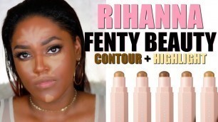 'RIHANNA FENTY BEAUTY HIGHLIGHT & CONTOUR ROUTINE | WOC'