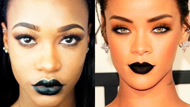 'RIHANNA BLACK LIPS INSPIRED MAKEUP ♡ @Tashika Bailey'