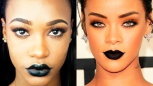 'RIHANNA BLACK LIPS INSPIRED MAKEUP ♡ @Tashika Bailey'