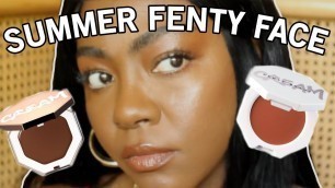 'SUMMER FENTY FACE! Following Rihanna\'s No Makeup Look | cream bronzer & cream blush on dark skin'