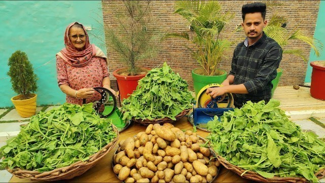 'Aloo Palak Ki Sabji Recipe By Granny | Potato Spinach Recipe | Veg Recipes | Village Food'