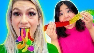 'REAL VS GUMMY FOOD CHALLENGE FOR 24 HOURS | FUNNY MUKBANG & CRAZY FOOD SITUATION BY SWEEDEE'