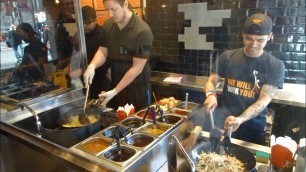 'Asian Street Food: Stir Fried Veggie Dish with Whole Grain Rice at Wok to Walk, Baker Street, London'