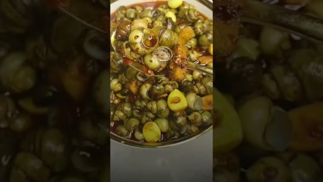 'Asian food, frying snails recipe #shorts'