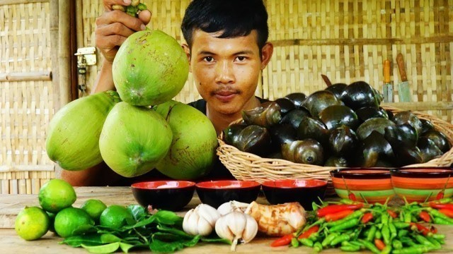 'Yummy Cooking Spicy Snails with Coconut - Eating Spicy Snails food'