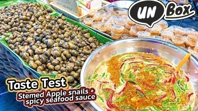 '#shortsyoutube Steamed apple snails spicy seafood sauce | Thai street food | Red Cross Fair'