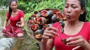 'Survival skills: Pick Snails for food & Grilled Snails for Eating delicious - Food my village Ep 43'