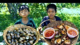 'Primitive Natural Food Catch and Cooking Field Crab and Snails In Clay Pot #primitivenaturalworld'