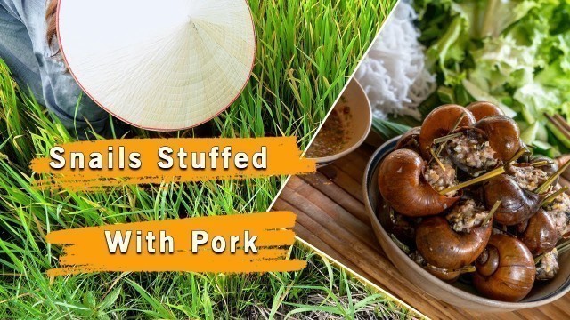 'Rural rice fields and Snails Stuffed With Pork - Country food  |  Food ASMR'