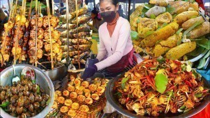 'Cambodian Best Street Food compilation - Palm Cakes, Grilled Honeycomb, Frog, snail, fish, & More'