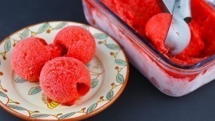 'Strawberry SORBET RECIPE using Food Processor | No ICE CREAM MACHINE NEEDED| Vegan Summer Dessert'