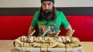 'HOLLYWOOD CONE\'S TITANIC BANANA SPLIT CHALLENGE | CANADA PT.1 | BeardMeatsFood'