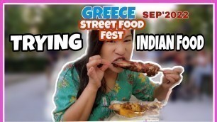 'TRYING INDIAN FOOD IN GREECE STREET FOOD FESTIVAL ASIAN GREEK COUPLE