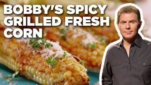 'Bobby Flay\'s Spicy Grilled Fresh Corn | Bobby Flay\'s Barbecue Addiction | Food Network'