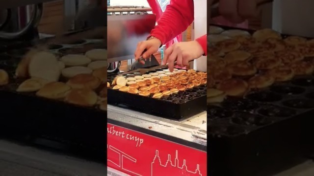 'Amazing skill!!! Fluffy Dutch Mini Pancakes | AMS streetfood #amsterdam #netherlands #dutchfood'