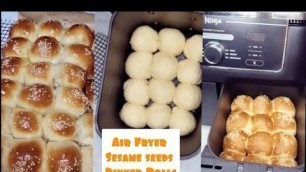 'How To Make Air Fryer Sesame Seed Dinner Rolls || Using Food Processor | Zero Kneading Sandyfoodies'