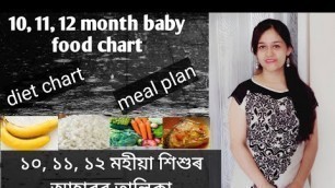 '10, 11, 12 month baby food chart(in assamese)।।১০, ১১, ১২ মহীয়া শিশুৰ আহাৰৰ তালিকা।। food chart'