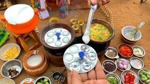 'Miniature IDLI - In Mini Idli Pot - With Mini Hot Box | Miniature Cooking | IDLI PODI | Mini Food'