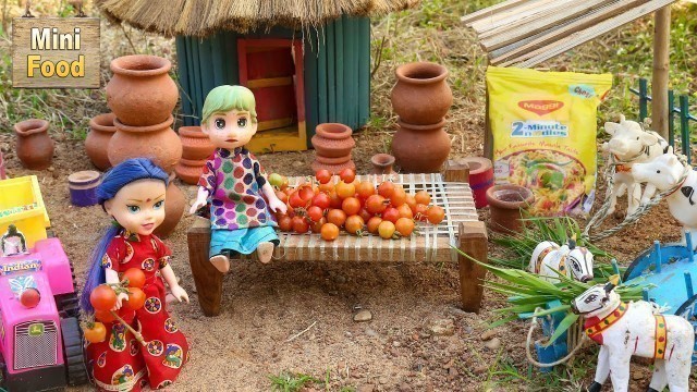 'Miniature Tomato Masala Maggi Noodles + Mini Tomoto Cooking | Tiny Cooking | Mini Food Cooking'