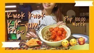 'Kwek kwek, kikiam and fries mukbang | Php 100 worth street food'