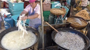 'Bangkok Street Food. Giant Pans Frying at Bang Nam Phueng Floating Market. Thailand'