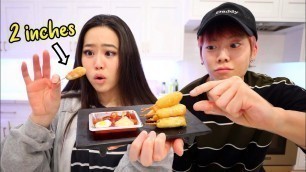 'Impossible Cooking Challenge TINY FOOD (Cheesy Corndogs + Spicy Rice Cakes) MUKBANG'