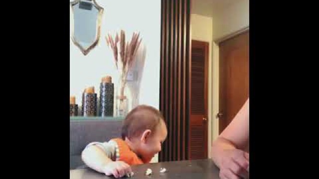 'My sweet 11 month old Baby BoY sharing his food he’s feeding me he’s so cute!'