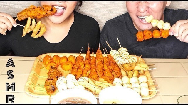 'ASMR Filipino Street food mukbang( kwek-kwek,kikiam,fishball,isaw,dugo) | Morelove ASMR'