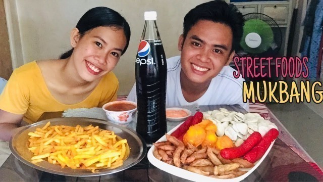 'FILIPINO STREET FOOD MUKBANG (Fishball, Kikiam, Kwek Kwek, Hotdog, Fries) | Frenz and Nicole'