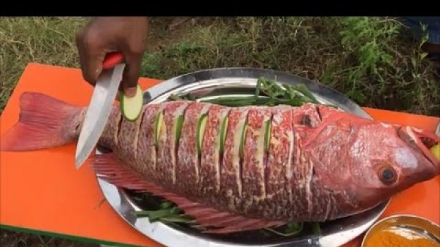 'Steaming a 12 Pound Red Snapper - Steaming a Big Fish - Steaming a Fish in Our Village'