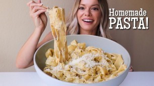 'Creamy Garlic Fettuccine MUKBANG | Fresh, Hand-Rolled Pasta Recipe by Food Lover\'s Diary!'