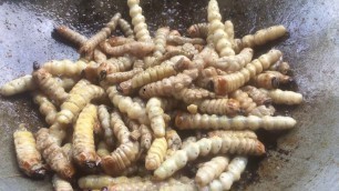 'Yummy cooking big worms for food - Frying big worms by UHD Life'