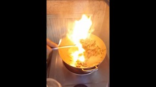 'How to make fire on food when frying :D'