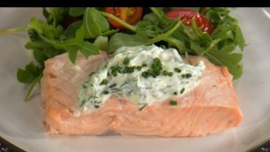 'Poached Salmon with Dijon Dill Sauce'