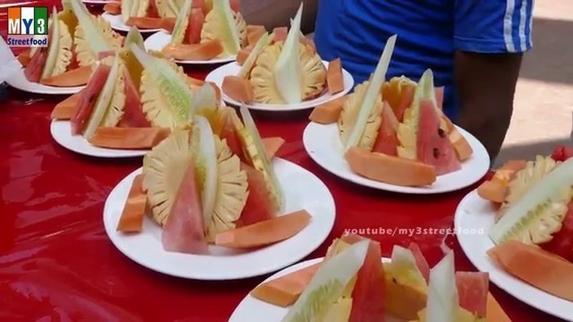 'Fruits Slicing |  MUMBAI STREET FOOD | 4K VIDEO | street food'