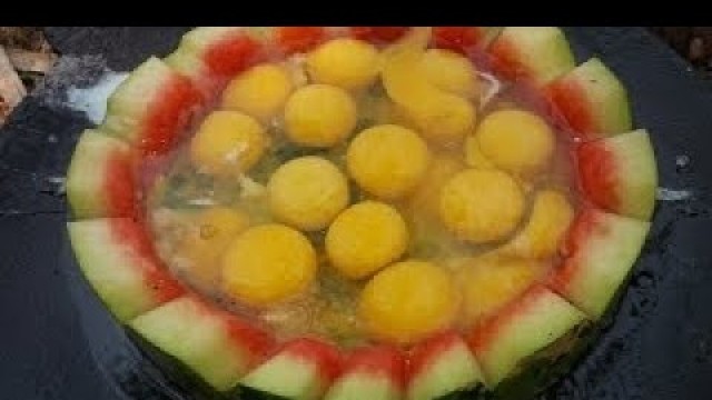 'Cooking Iron Pan Watermelon Egg Fry in My Village Food Money Food'