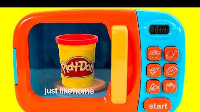 'Just Like Home Microwave Oven Toy Review - Make Play Doh Food - Videos For Kids'