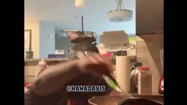 'Haha Davis Frying food be like #HaHaDavis'