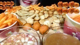 'FILIPINO STREETFOOD | Fishball Kikiam Kwekkwek Squidball French fries ASMR MUKBANG'