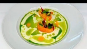 'Dry Cured Salmon Loin, Basil and Lemon Marbled Sauce | Food Art | Food Decoration'