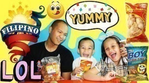 'Kids Try Filipino Snacks & Treats + Filipino Junk Food Taste Test + Kids Food Review'