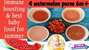 '6 months + Baby food recipe for summer| immune boosting baby food| watermelon puree for babies 6m+'