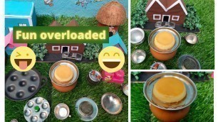 'Miniature caramel pudding / mini food / tiny food cooking'