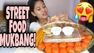 'FILIPINO STREET FOOD MUKBANG (kwek kwek, fishball, kikiam, siomai, sticks, pizza) | Allonds Cayetano'