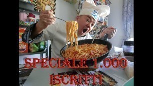 'MAN VS FOOD SPAGHETTI PASTA CHALLENGE MANGIO 1 KG BUCATINI ALL\'AMATRICIANA SPECIALE 1.000 ISCRITTI'