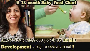 '9-12 months Baby Food Chart Malayalam|9 month baby food chart in Malayalam|'