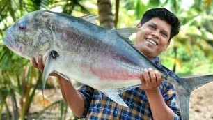 'BONELESS FISH PEPPER FRY | 13.5 kg Trevally Fish Cutting & Cooking Recipe | Village Food'