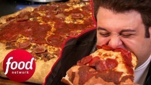 'Adam Smothers His Face On A 14 Lb Deep Pizza! | Man V Food: The Carnivore Chronicles'