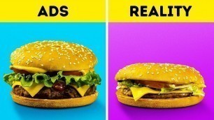 'FOOD IN COMMERCIALS VS. IN REAL LIFE ||  ADS TRICKS! BY CLEVER'