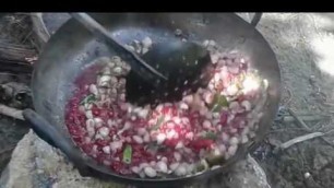 'Cooking Goat Blood Fry in my Village   Yummy Taste   Food Money Food'